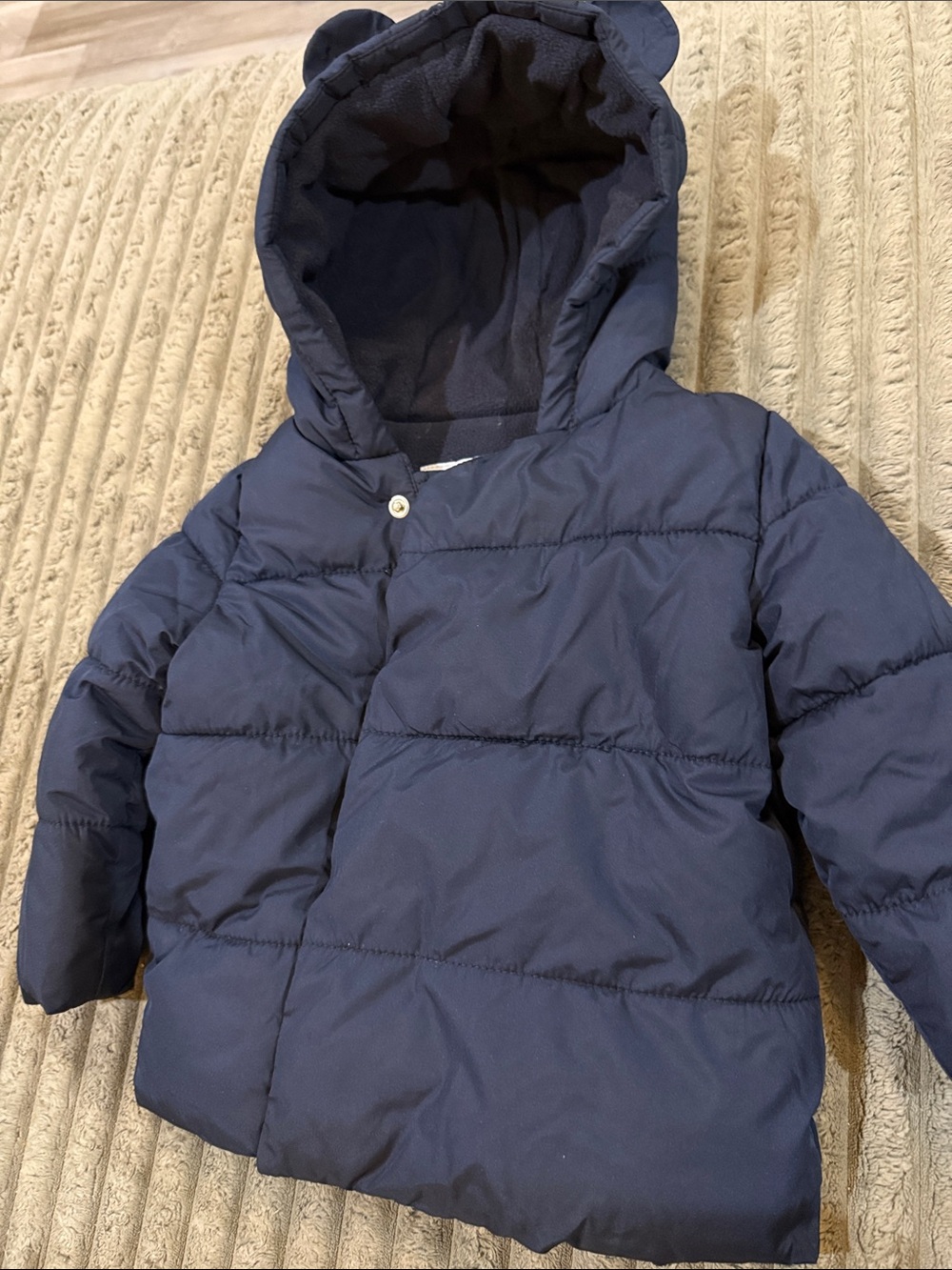 Old Navy Kids Dark Blue Puffer Jacket with Hood and Ear Details